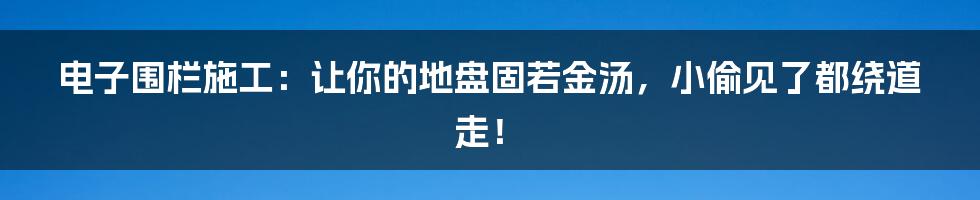 电子围栏施工:让你的地盘固若金汤,小偷见了都绕道走!
