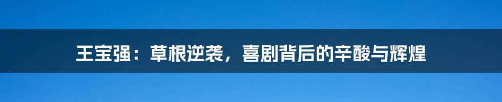 王宝强:草根逆袭,喜剧背后的辛酸与辉煌