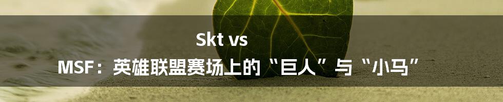 Skt vs MSF:英雄联盟赛场上的“巨人”与“小马”