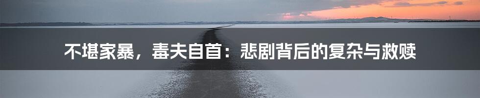 不堪家暴，毒夫自首：悲剧背后的复杂与救赎