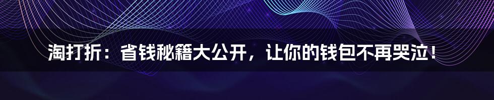 淘打折：省钱秘籍大公开，让你的钱包不再哭泣！