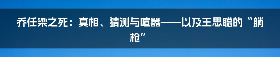 乔任梁之死：真相、猜测与喧嚣——以及王思聪的“躺枪”
