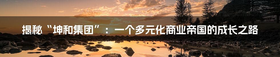 揭秘“坤和集团”:一个多元化商业帝国的成长之路