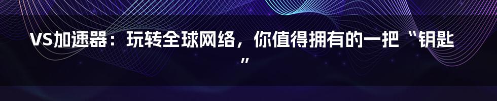 VS加速器:玩转全球网络,你值得拥有的一把“钥匙”