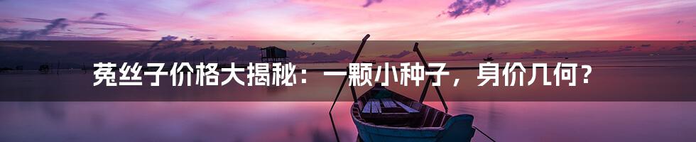 菟丝子价格大揭秘：一颗小种子，身价几何？