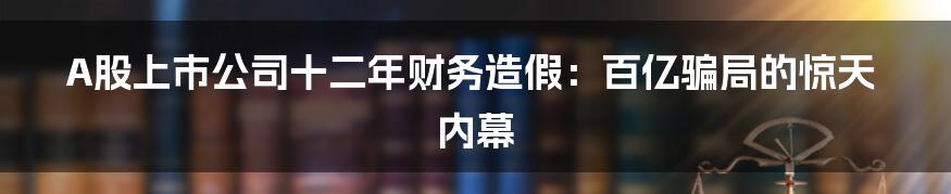 A股上市公司十二年财务造假:百亿骗局的惊天内幕