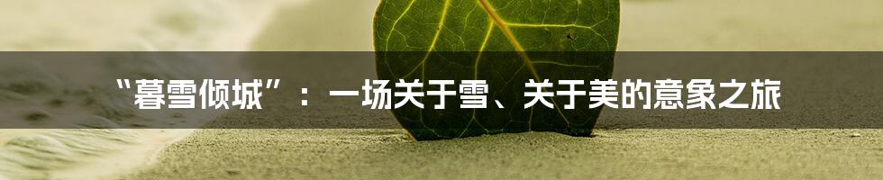 “暮雪倾城”:一场关于雪、关于美的意象之旅