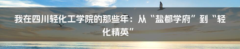 我在四川轻化工学院的那些年：从“盐都学府”到“轻化精英”