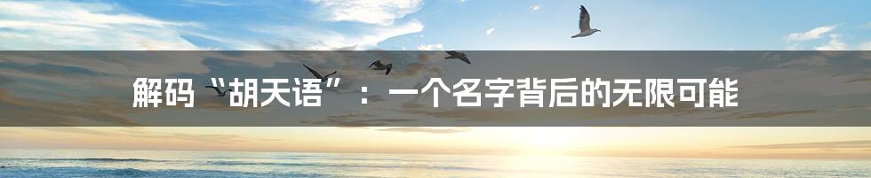 解码“胡天语”：一个名字背后的无限可能