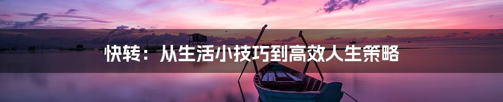 快转：从生活小技巧到高效人生策略