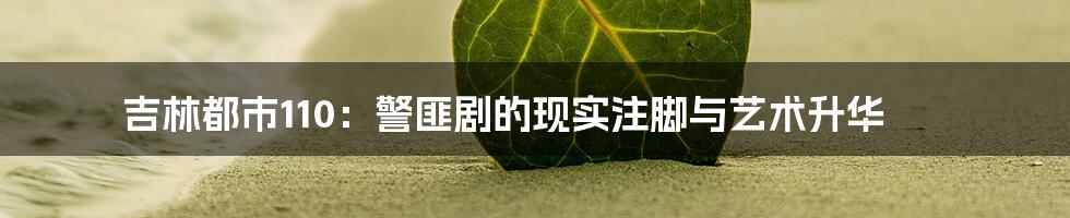吉林都市110:警匪剧的现实注脚与艺术升华