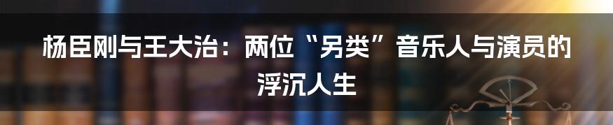 杨臣刚与王大治:两位“另类”音乐人与演员的浮沉人生