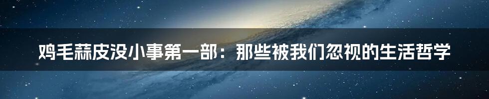 鸡毛蒜皮没小事第一部:那些被我们忽视的生活哲学
