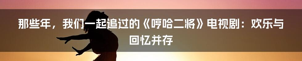 那些年,我们一起追过的《哼哈二将》电视剧:欢乐与回忆并存