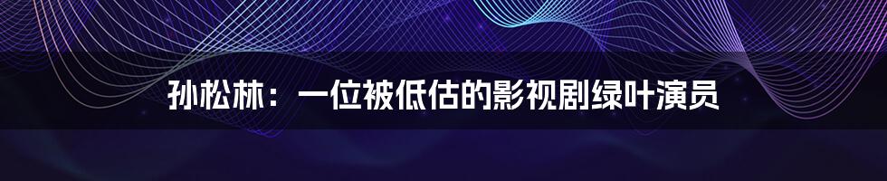 孙松林:一位被低估的影视剧绿叶演员