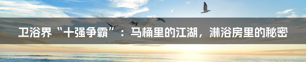 卫浴界“十强争霸”：马桶里的江湖，淋浴房里的秘密