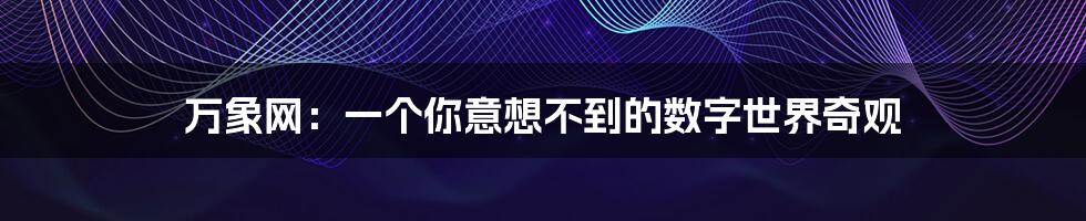 万象网:一个你意想不到的数字世界奇观