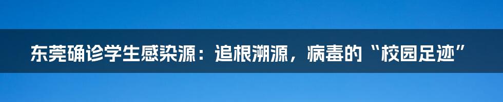 东莞确诊学生感染源：追根溯源，病毒的“校园足迹”