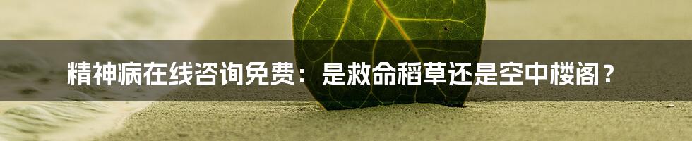 精神病在线咨询免费:是救命稻草还是空中楼阁?