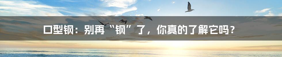 口型钢：别再“钢”了，你真的了解它吗？