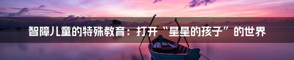 智障儿童的特殊教育:打开“星星的孩子”的世界