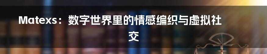 Matexs：数字世界里的情感编织与虚拟社交