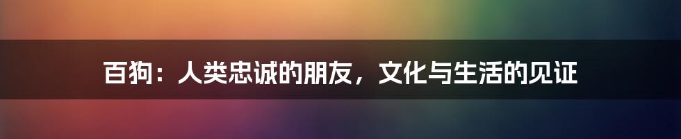 百狗:人类忠诚的朋友,文化与生活的见证