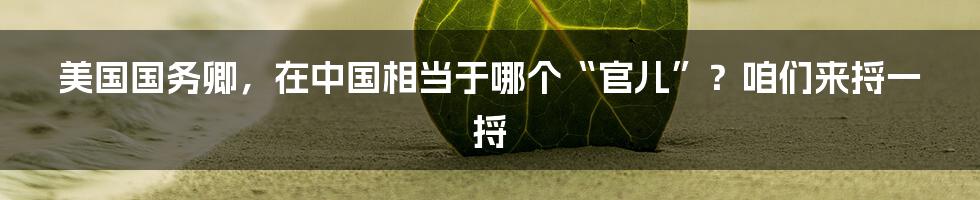 美国国务卿，在中国相当于哪个“官儿”？咱们来捋一捋