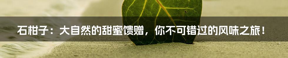 石柑子:大自然的甜蜜馈赠,你不可错过的风味之旅!