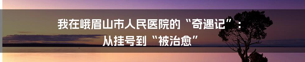 我在峨眉山市人民医院的“奇遇记”： 从挂号到“被治愈”