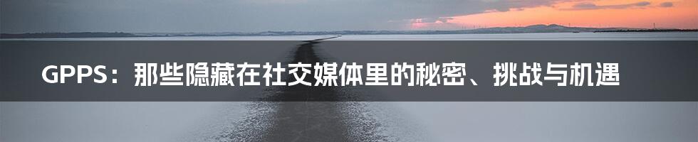 GPPS：那些隐藏在社交媒体里的秘密、挑战与机遇