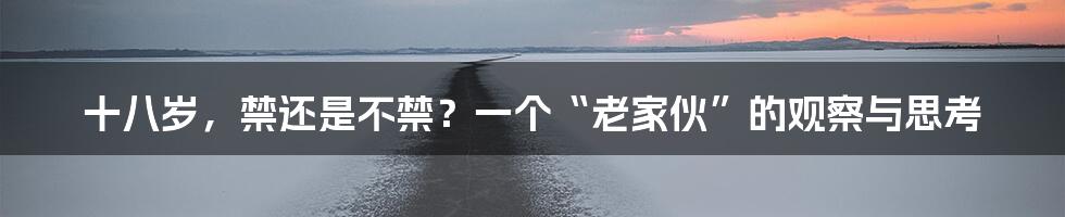 十八岁,禁还是不禁?一个“老家伙”的观察与思考