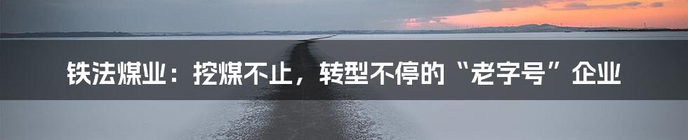 铁法煤业：挖煤不止，转型不停的“老字号”企业