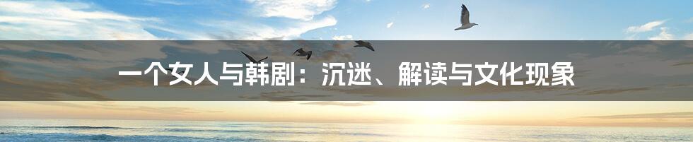 一个女人与韩剧：沉迷、解读与文化现象