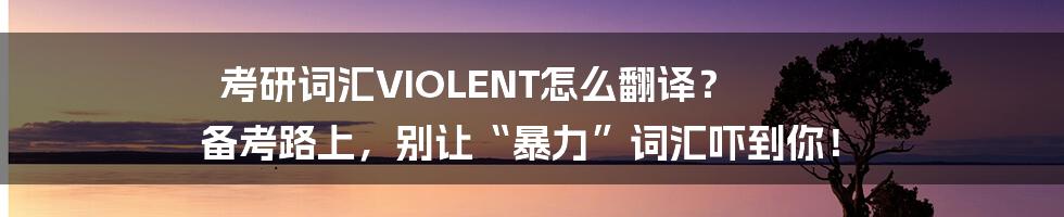 考研词汇VIOLENT怎么翻译？ 备考路上，别让“暴力”词汇吓到你！