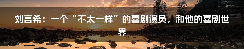 刘言希：一个“不太一样”的喜剧演员，和他的喜剧世界