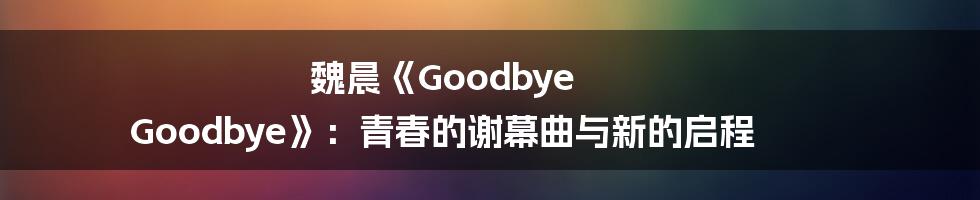 魏晨《Goodbye Goodbye》：青春的谢幕曲与新的启程