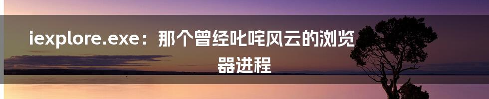 iexplore.exe：那个曾经叱咤风云的浏览器进程