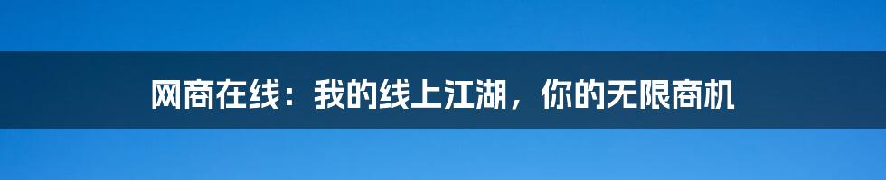 网商在线:我的线上江湖,你的无限商机