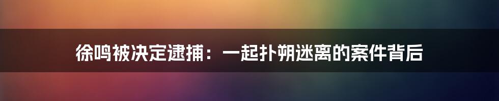 徐鸣被决定逮捕:一起扑朔迷离的案件背后