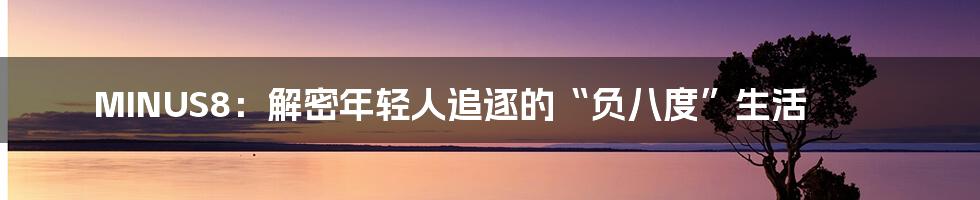 MINUS8：解密年轻人追逐的“负八度”生活