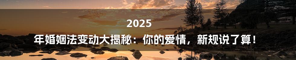 2025 年婚姻法变动大揭秘：你的爱情，新规说了算！