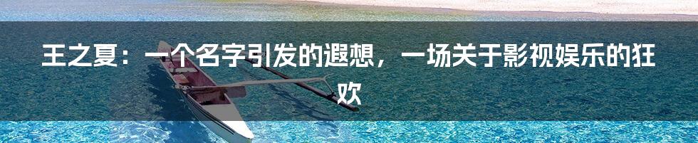王之夏：一个名字引发的遐想，一场关于影视娱乐的狂欢