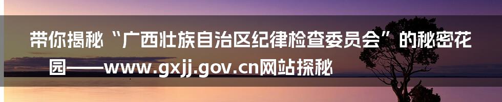 带你揭秘“广西壮族自治区纪律检查委员会”的秘密花园——www.gxjj.gov.cn网站探秘