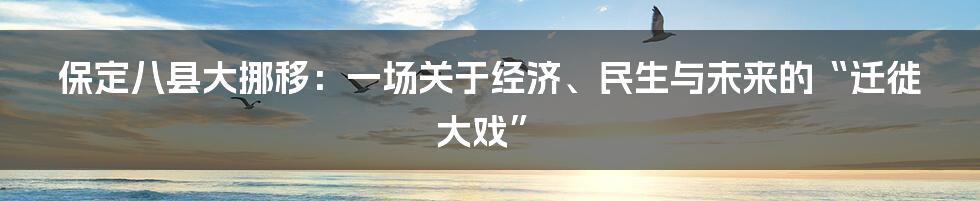 保定八县大挪移:一场关于经济、民生与未来的“迁徙大戏”