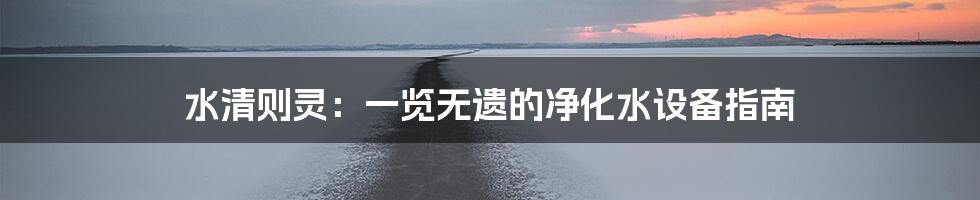 水清则灵：一览无遗的净化水设备指南