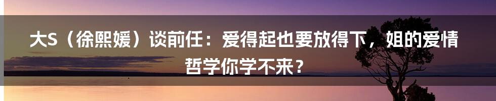 大S（徐熙媛）谈前任：爱得起也要放得下，姐的爱情哲学你学不来？