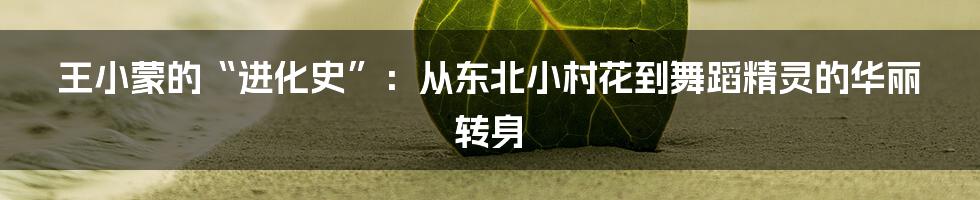 王小蒙的“进化史”:从东北小村花到舞蹈精灵的华丽转身