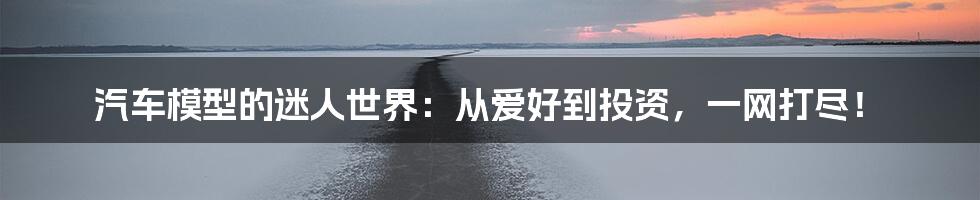 汽车模型的迷人世界:从爱好到投资,一网打尽!