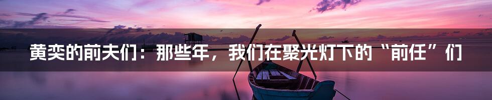黄奕的前夫们:那些年,我们在聚光灯下的“前任”们